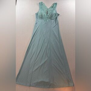 Soft Surroundings Aqua Lace Maxi Slip Dress Loungewear Sleeveless Size M